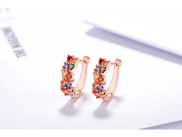 14K Rose Gold Plated Huggie Earring