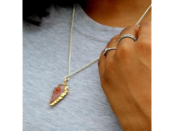 Jet Carnelian Arrowhead Pendant