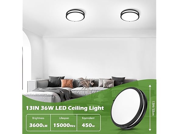 GoBright 13 inch Dimmable LED Ceiling Light Fixture