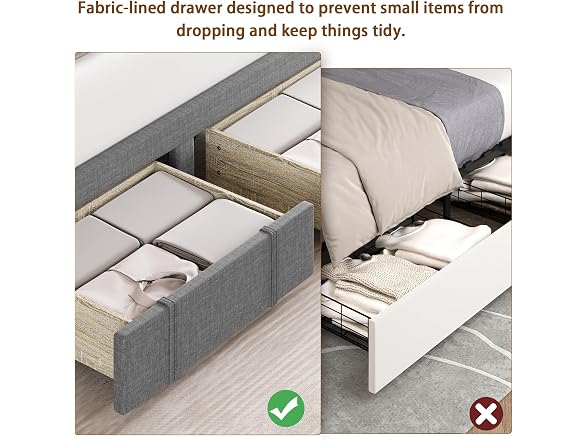 Senfot King Size Bed Frame with 2 Storage Drawers