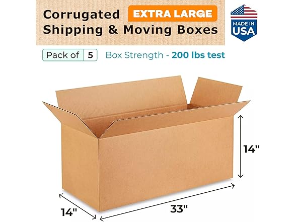 IDL Packaging - B-331414-5 Large Corrugated Moving Boxes