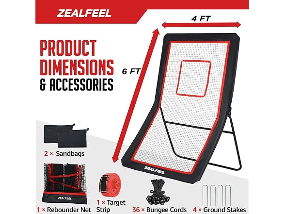 ZEALFEEL Lacrosse Rebounder 4x6FT