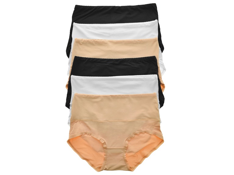 Angelina G3072_BWB_6_UM Medium (4-6) Microfiber High Waist Light Control Briefs Black, White, Beige (6 Pack)