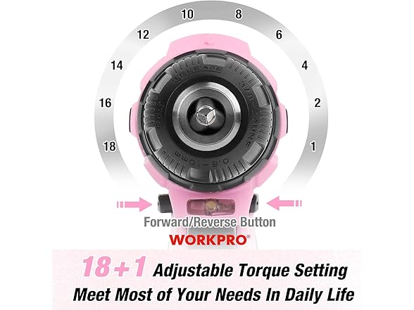 WORKPRO 12V Pink Cordless Drill Driver