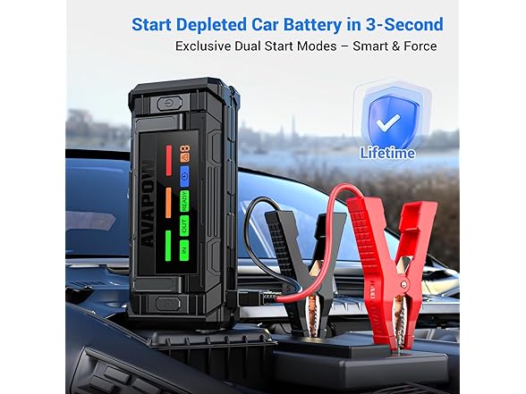 AVAPOW 8000A Battery Jumper Starter 4in HD Display