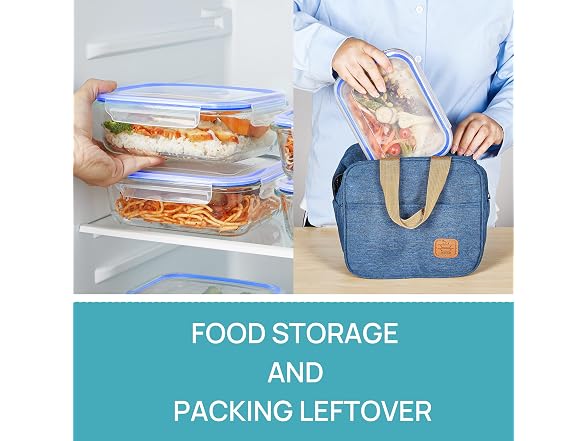 Vtopmart Blue 5 Pack 22oz Glass Containers W/ Lids