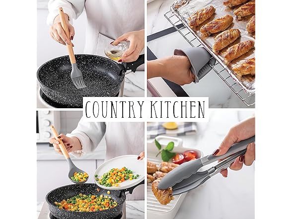 Country Kitchen Non Stick Silicone Utensil Set 