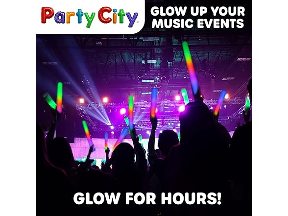 Party City 96pk LED Foam Glow Sticks 14”