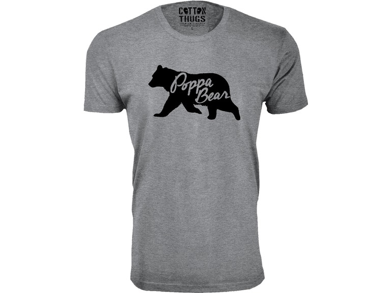 Men Poppa Bear Silhouette Dad T-Shirt