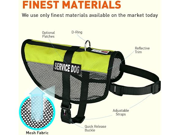 Dogline Service Dog Vest, 13 by 16-In, Lime