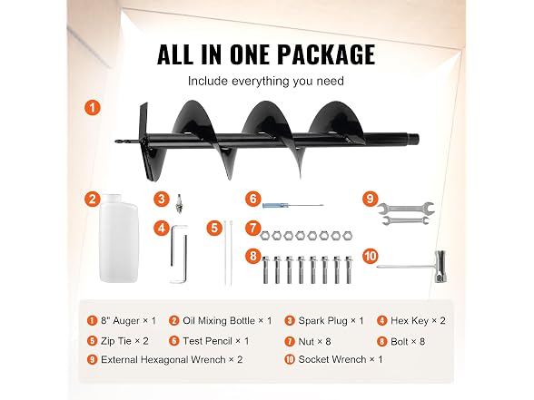 Post Hole Digger, 43cc 1250W Auger Post Hole
