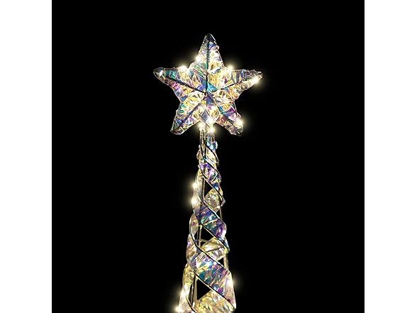 36" Tall Iridescent Ribbon Wrapped Spiral Christmas Tree