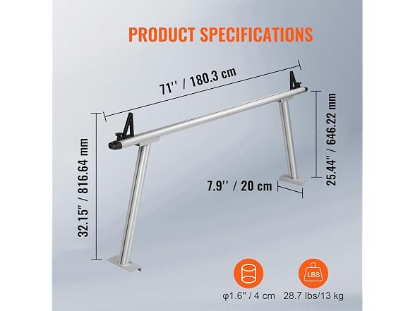 Truck Rack, 800 lbs Capacity, 71"x32" Aluminum