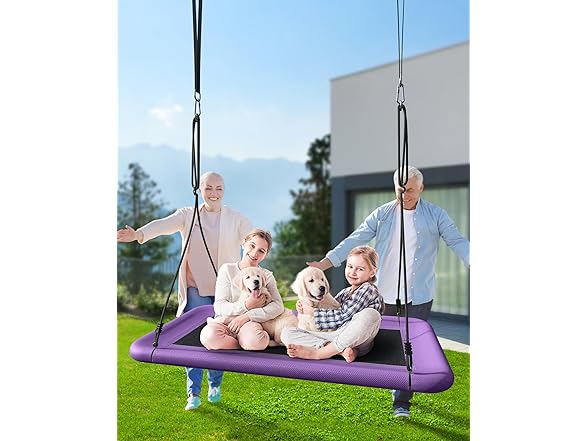 Everyfun Tree Swing for Kids and Adults, 60" Waterproof Purple
