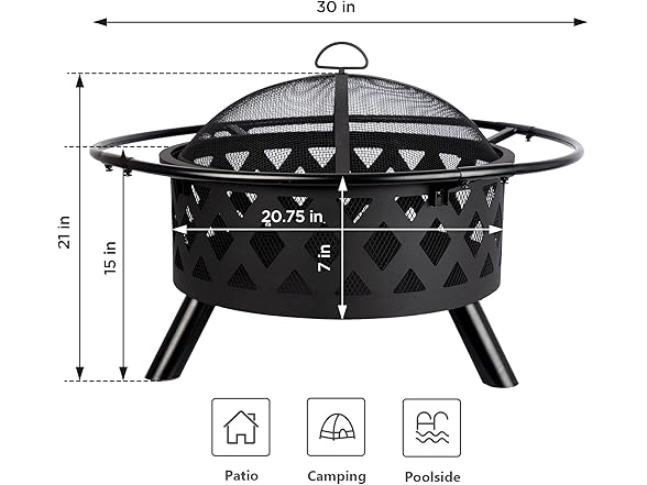 Red Mountain Valley 30'' Outdoor Wood Burning Fire Pit with Protective Ring