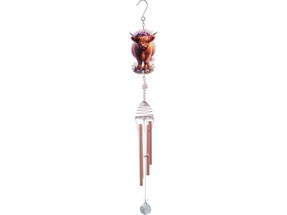 Spoontiques Highland Cow Wind Chime Pink
