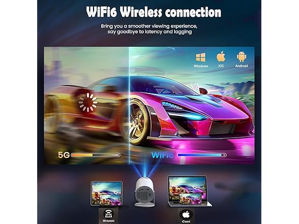 4K Mini Projector With WiFi6/BT
