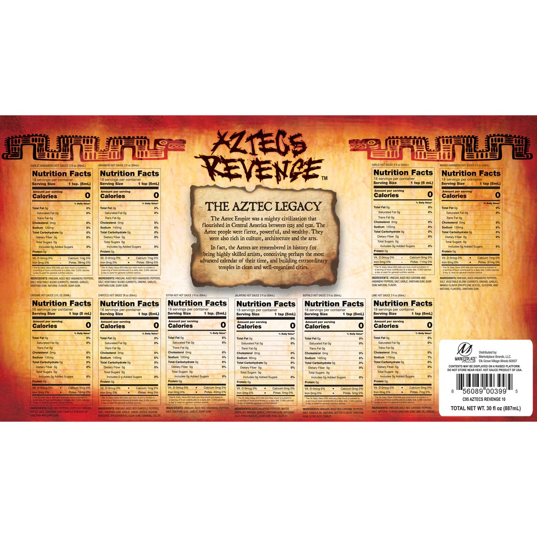 Aztecs Revenge 10 Bottle Mexican Style Hot Sauce Collection - Gallery 4