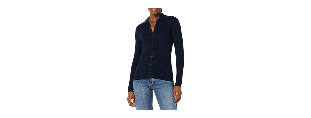 Amazon Essentials Women Fine Gauge Polo Cardigan