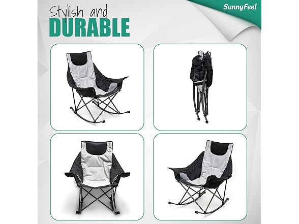 SUNNYFEEL Grey Rocking Camping Chair 500lbs