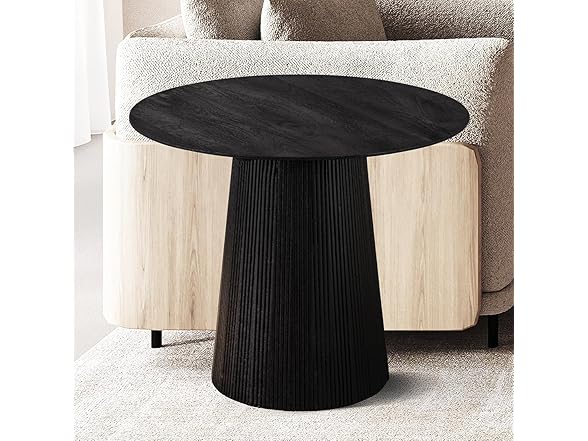 Canarm Ltd. Everton 22” Black Mango Wood Round Side Table