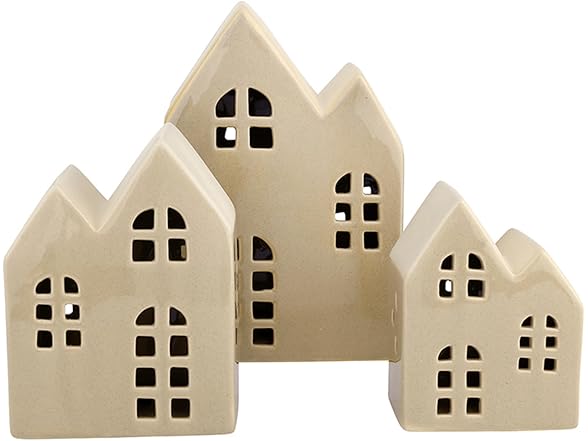 3-Piece Ceramic House Holiday Décor Set
