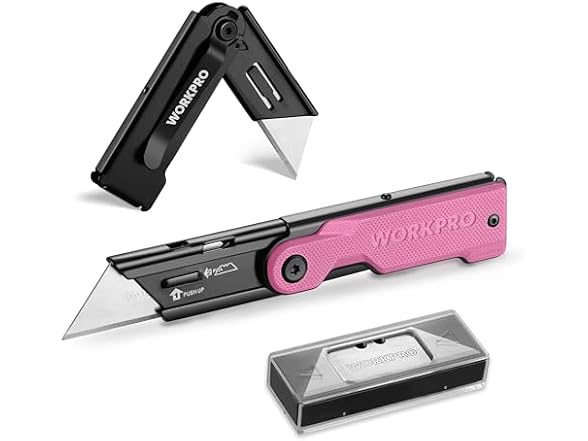 WORKPRO Folding Utility Knife,Pink