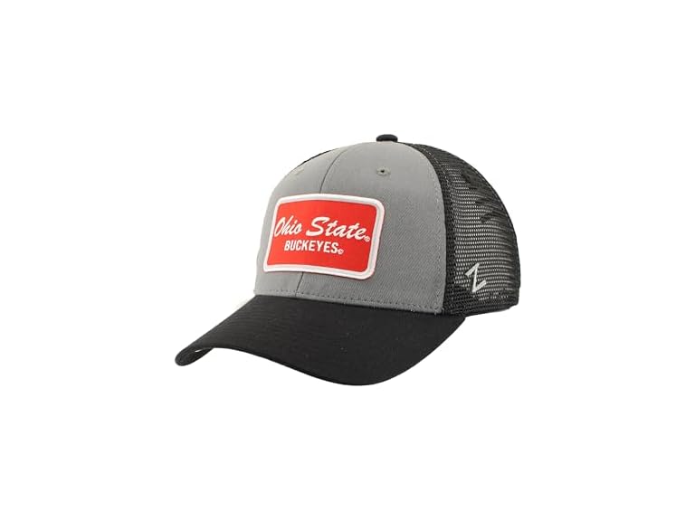 ZHATS Standard NCAA Officially Licensed Snapback Hat Big Rig Patch Black Gray Brick, ,Ohio State Buckeyes