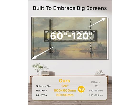 monTEK Heavy Duty Fixed TV Wall Mount | 60-120"