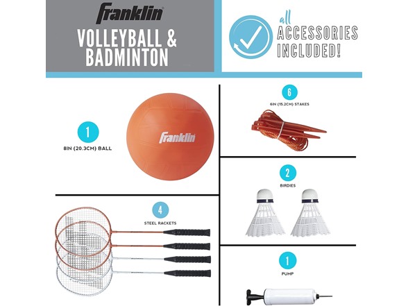 Franklin Sports Volleyball + Badminton Combo Set (Starter)