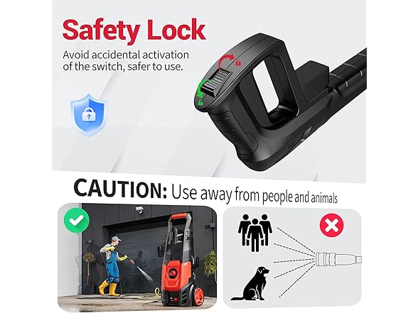 Electric Pressure Washer with Foam Cannon & 4 Quick Connect Nozzles