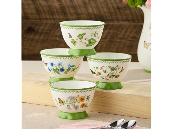 Mirabella Porcelain Footed Ice Cream Dessert Bowls Set of 4