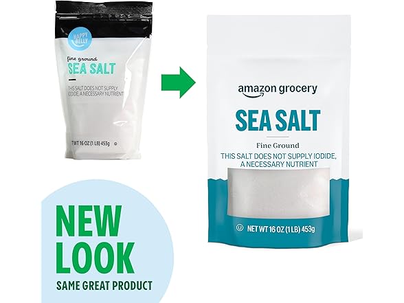 Amazon Grocery Amazon Brand - Happy Belly Sea Salt, Fin