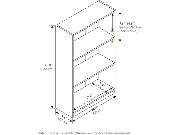 Furinno JAYA 3-Tier Bookshelf, White