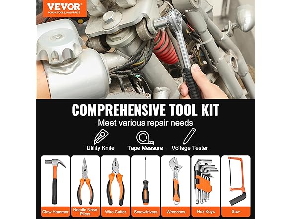 VEVOR 216 Piece General Household Hand Tool Set