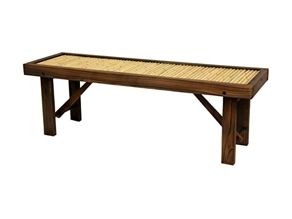 Red Lantern Japanese Bamboo Bench