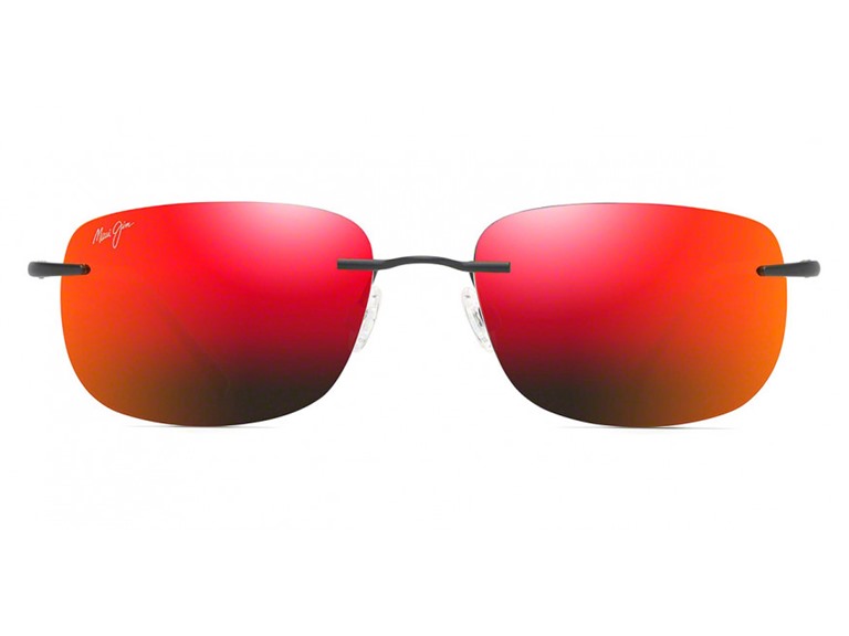 Maui Jim Unisex Ohai Polarized Rimless Sunglasses, Matte Black/Hawaii Lava ™, Large