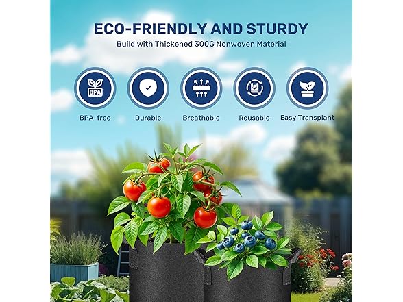 Simple Deluxe 12 Pack 15 Gallon Grow Bags