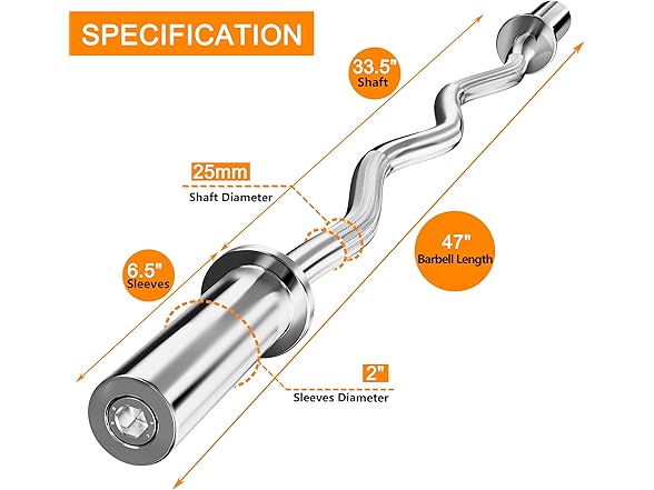 47-Inch EZ Curl Bar 400lb Weight Capacity