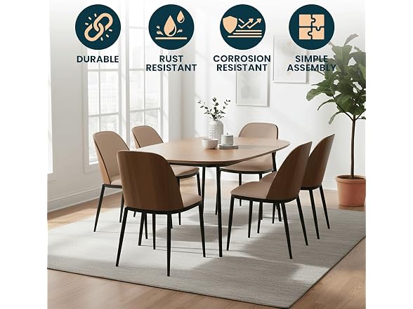 LeisureMod TCWN18BG2 Tule Dining Chair Walnut/Beige