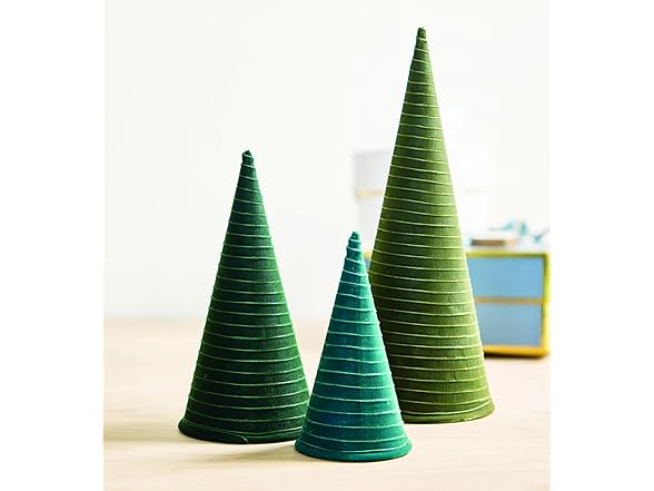Modern Wrapped Velvet Ribbon Trees, Set of 3