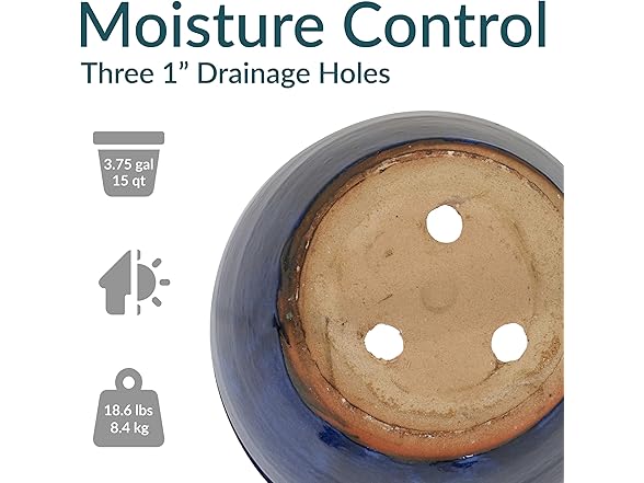 Sunnydaze Large Ceramic Plant Pot 14.5"