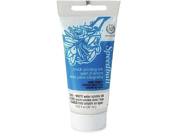 Speedball Water Soluble Block Printing Ink, White, 1.3 oz