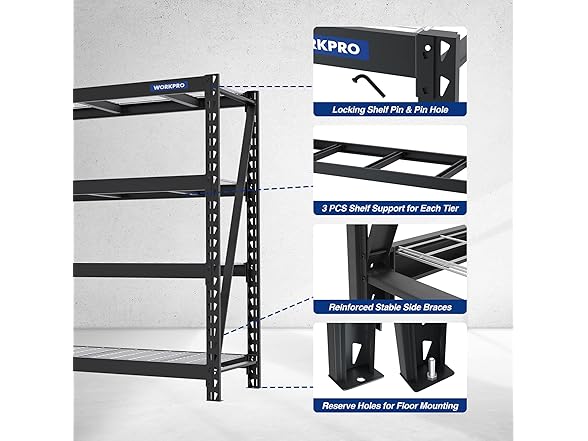 WORKPRO 4-Tier Wide Garage Shelf 68x24