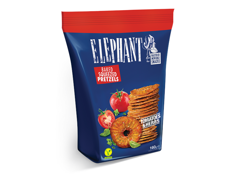 12-Pack Elephant Incredibly Squeezed Pretzels Tomatoes and Herbs