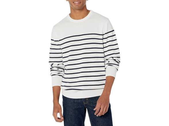 Navy White Placed Stripe