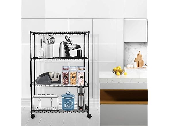 Simple Deluxe Heavy Duty 4-Shelf Black Storage Shelving Unit