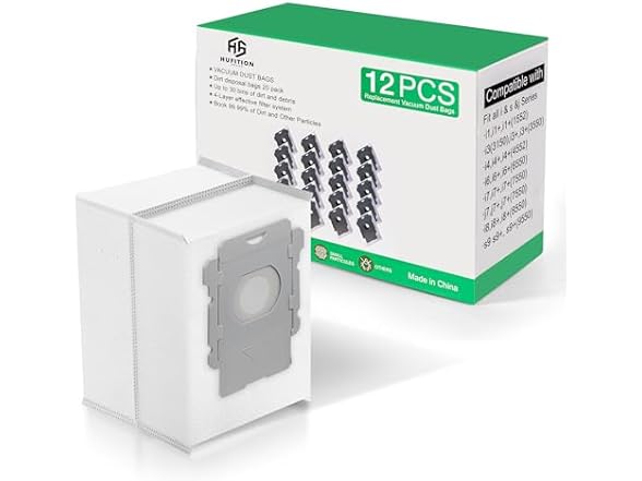 HUFITION 12 Pack - Vacuum Bags for iRobot Roomba