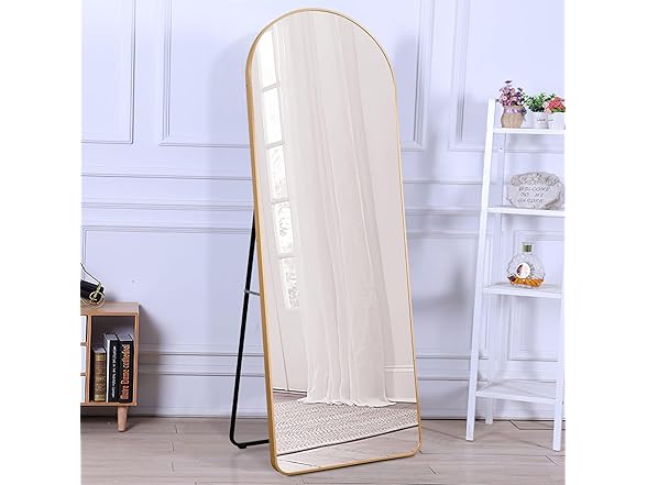 KIAYACI Arched Full Length Mirror Floor Mirror Gold 65 x 22"