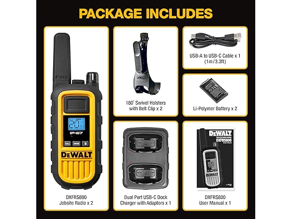 DEWALT DXFRS800 FRS Walkie Talkies